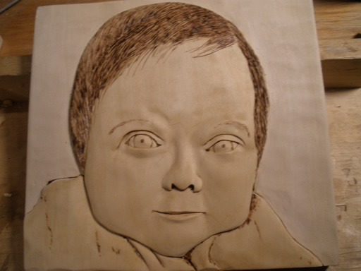 baby relief woodcarving